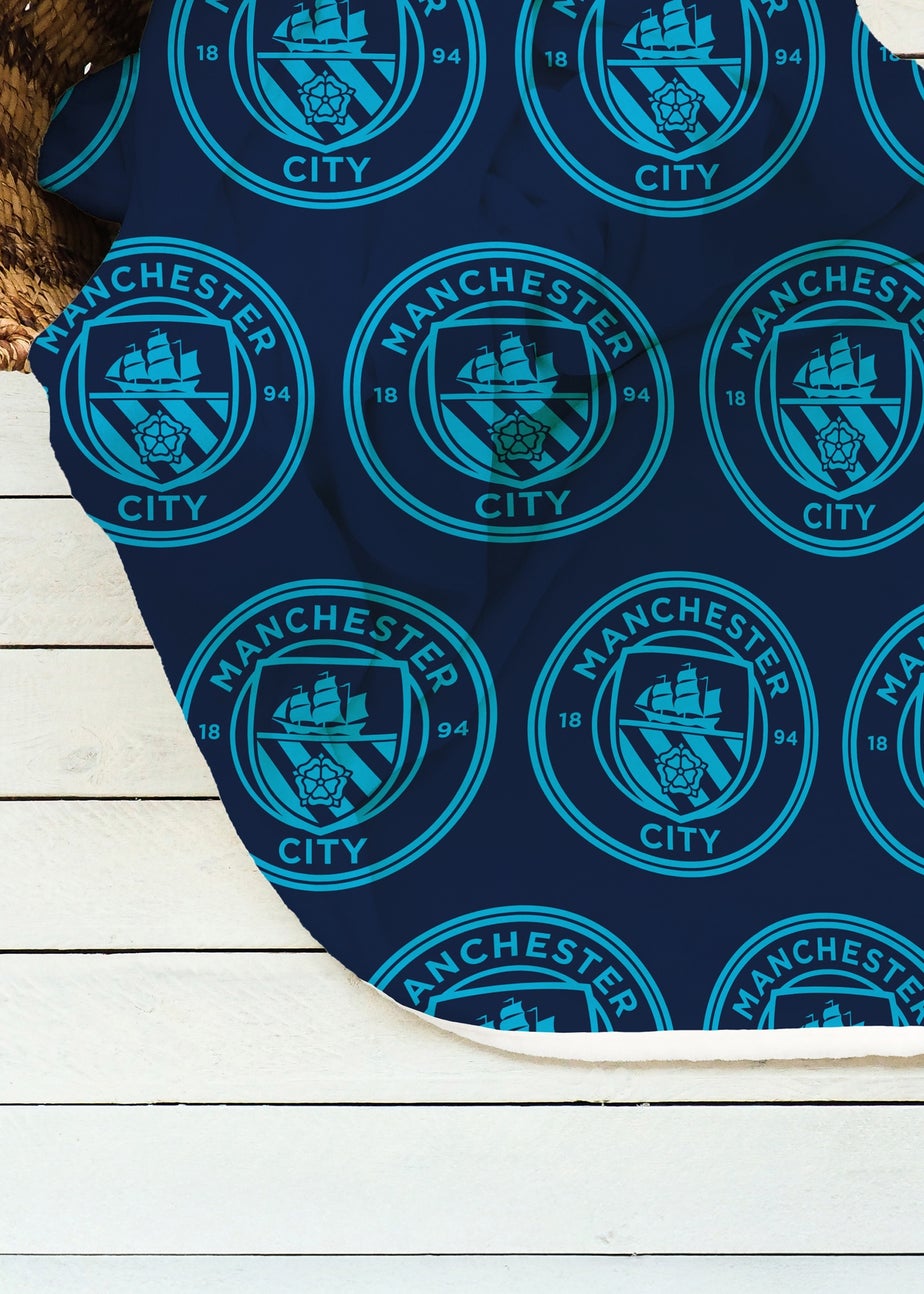 Manchester City FC Blue Sherpa Back Throw