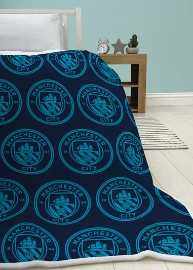 Manchester City FC Blue Sherpa Back Throw