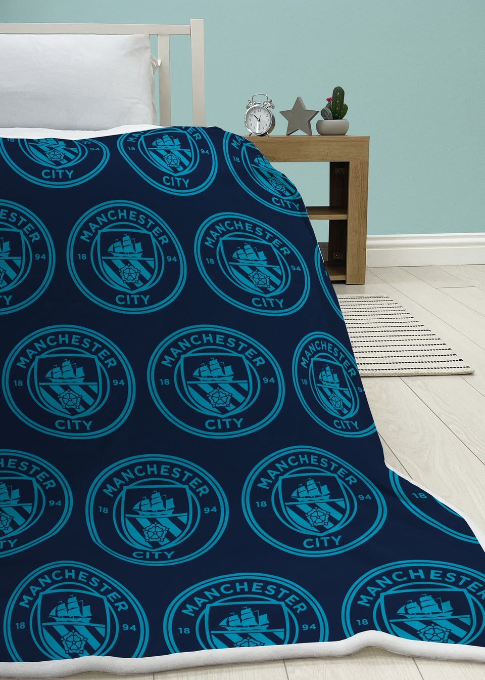 Manchester City FC Blue Sherpa Back Throw