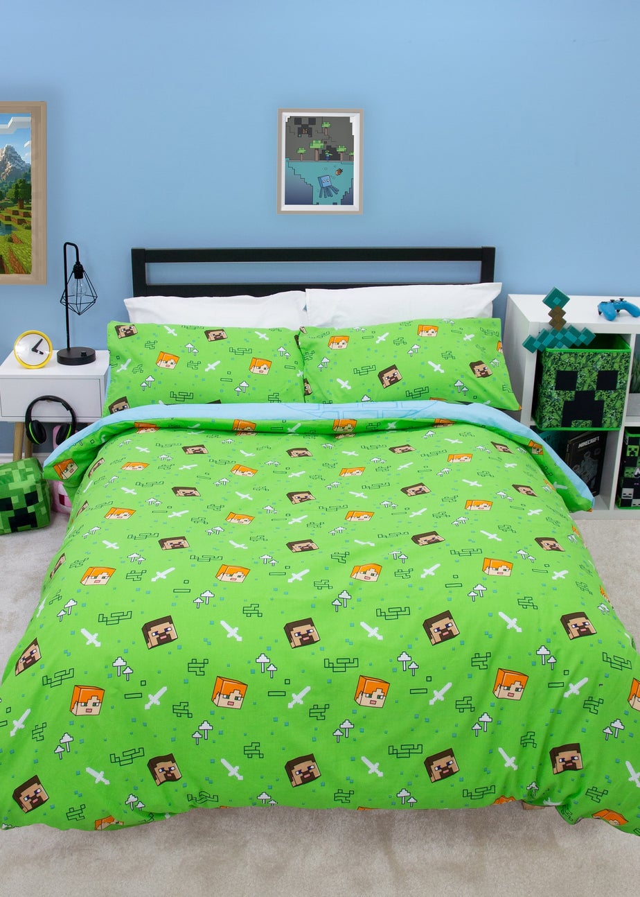 Minecraft Levels Green Panel Duvet Cover