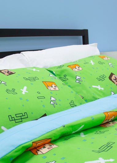 Minecraft Levels Green Panel Duvet Cover