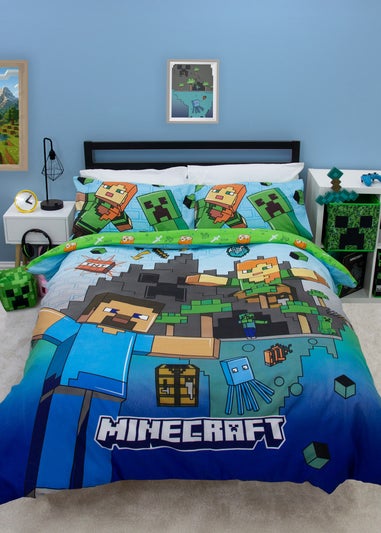 Minecraft Levels Green Panel Duvet Cover