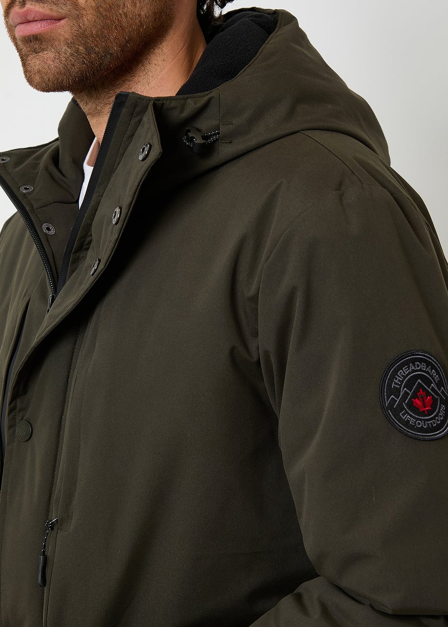 Threadbare Khaki Showerproof Padded Hooded Coat