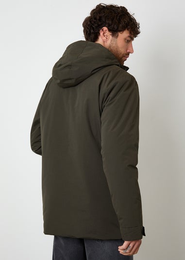 Threadbare Khaki Showerproof Padded Hooded Coat