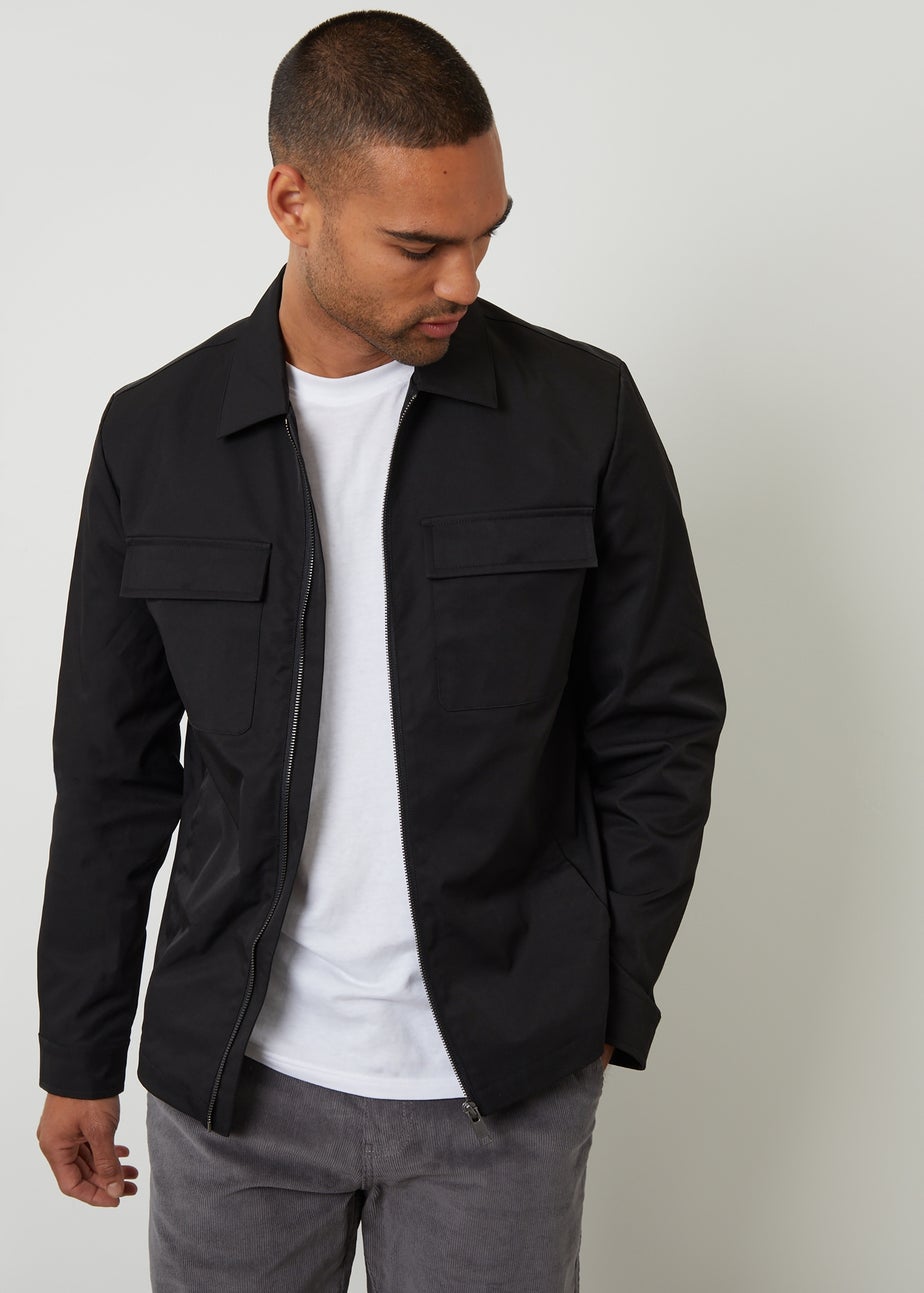 Threadbare Black Lightweight Collared Zip Up Jacket