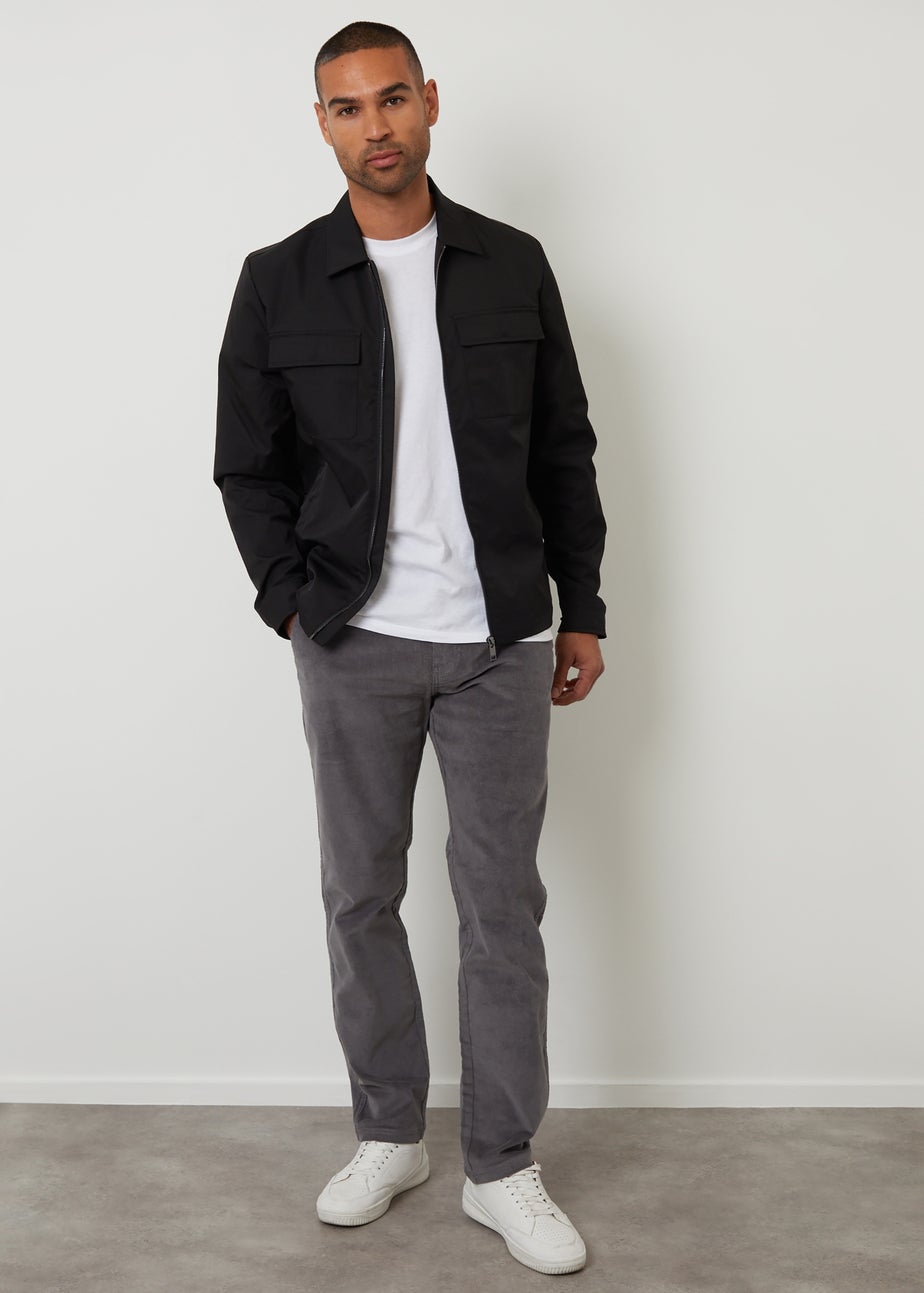 Threadbare Black Lightweight Collared Zip Up Jacket