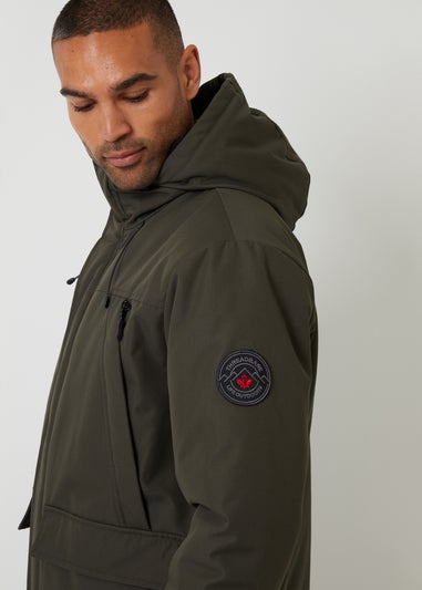 Threadbare Khaki Showerproof Longline Hooded Padded Jacket