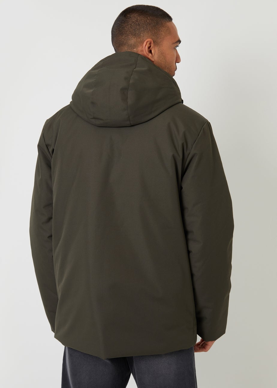Threadbare Khaki Showerproof Longline Hooded Padded Jacket
