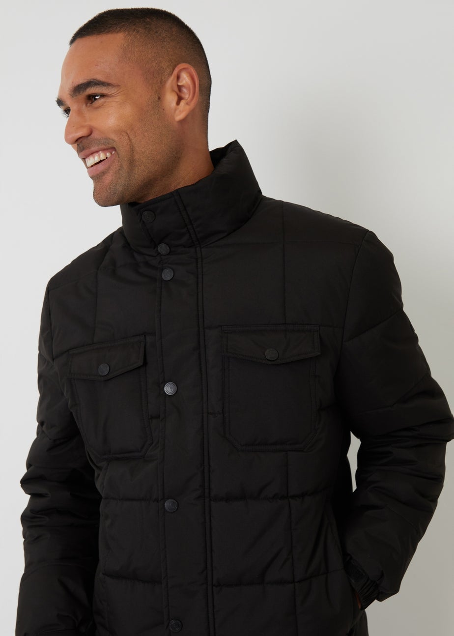 Threadbare Black Padded Funnel Neck Jacket