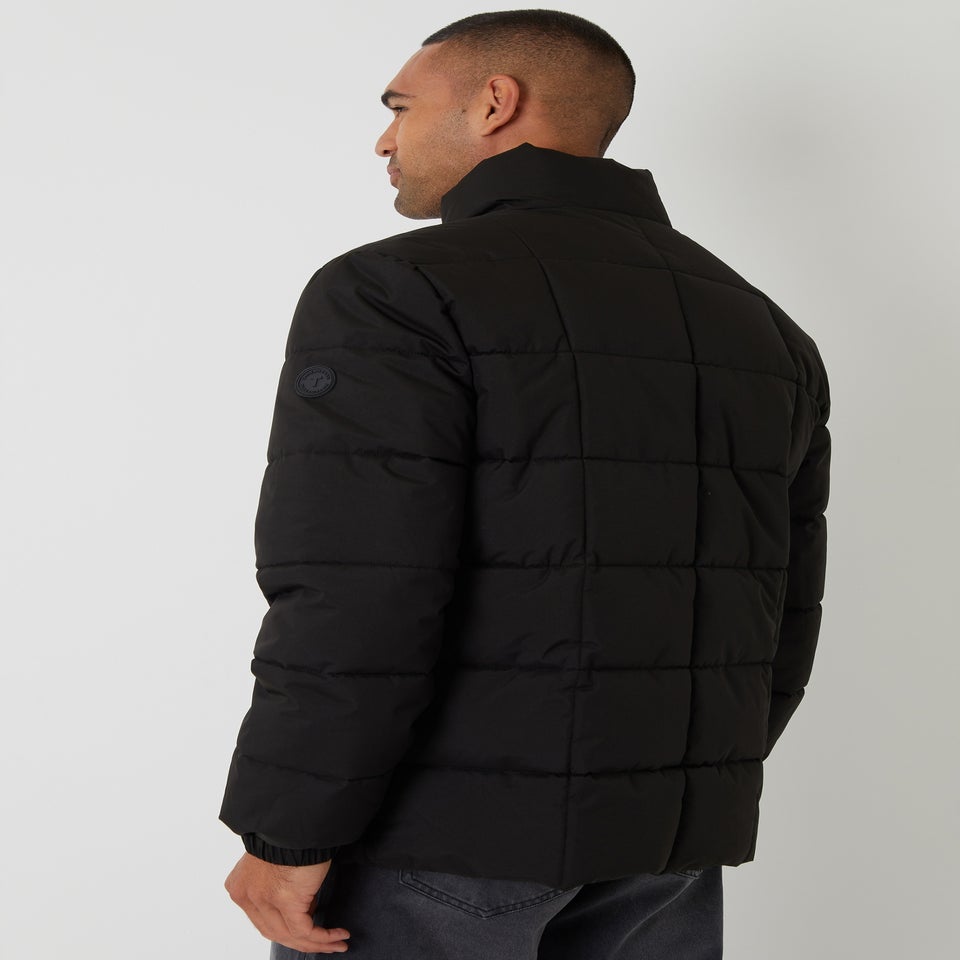 Threadbare Black Padded Funnel Neck Jacket