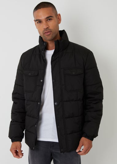 Threadbare Black Padded Funnel Neck Jacket