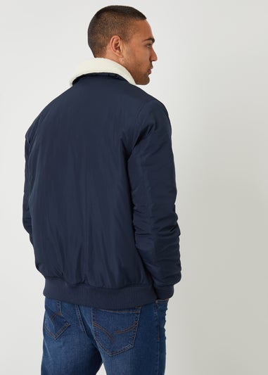 Threadbare Navy Borg Collar Bomber Jacket