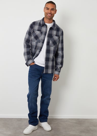 Threadbare Navy Check Waffle Textured Shacket
