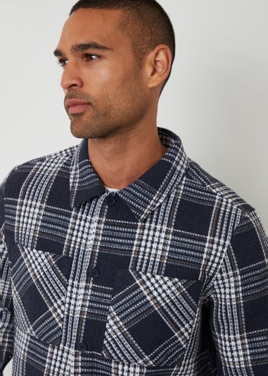 Threadbare Navy Check Waffle Textured Shacket