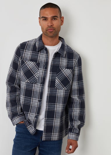 Threadbare Navy Check Waffle Textured Shacket
