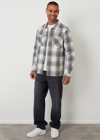 Threadbare Stone Check Waffle Textured Shacket