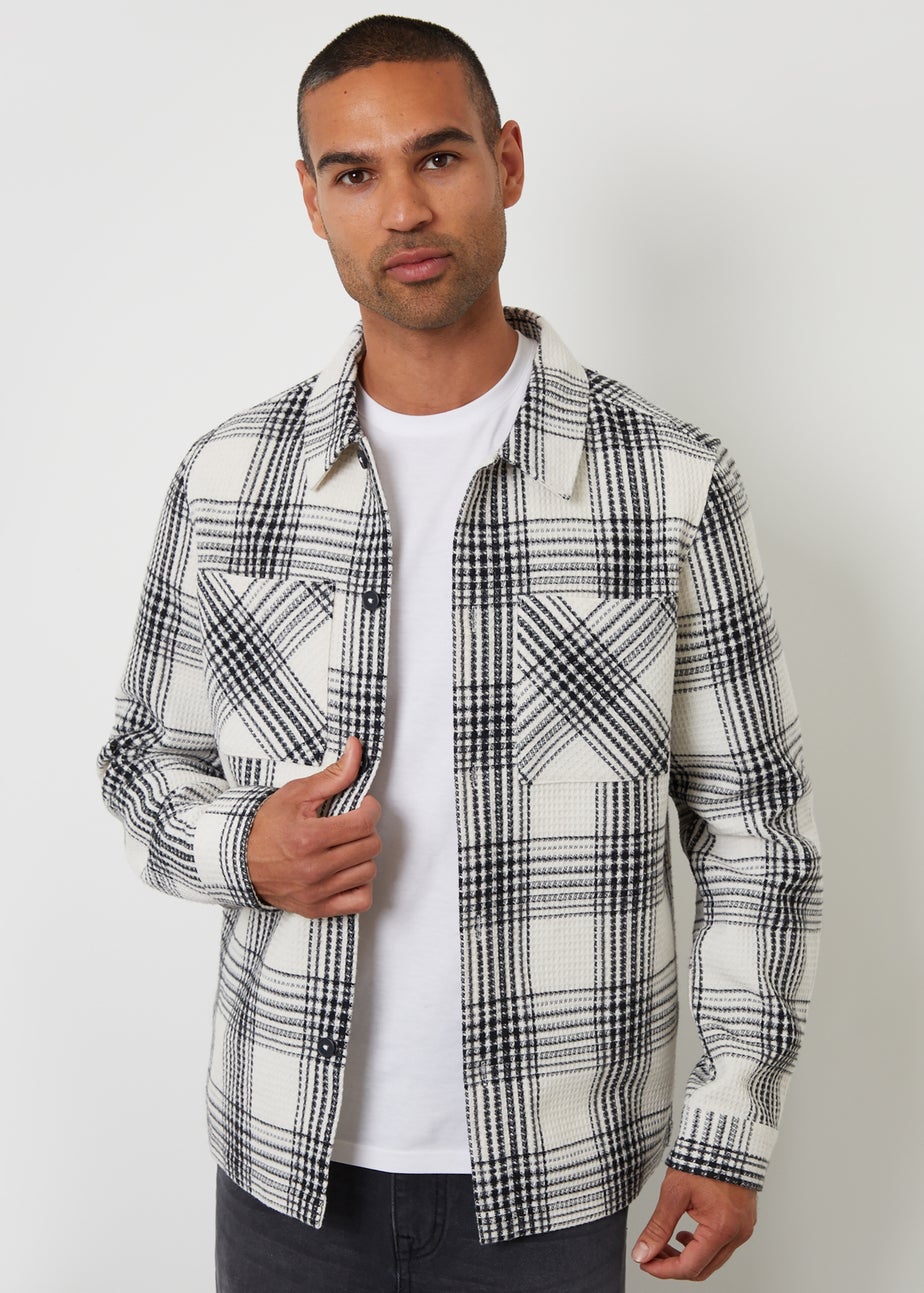 Threadbare Stone Check Waffle Textured Shacket