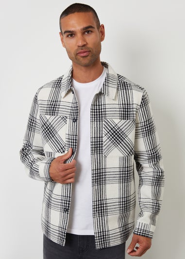 Threadbare Stone Check Waffle Textured Shacket