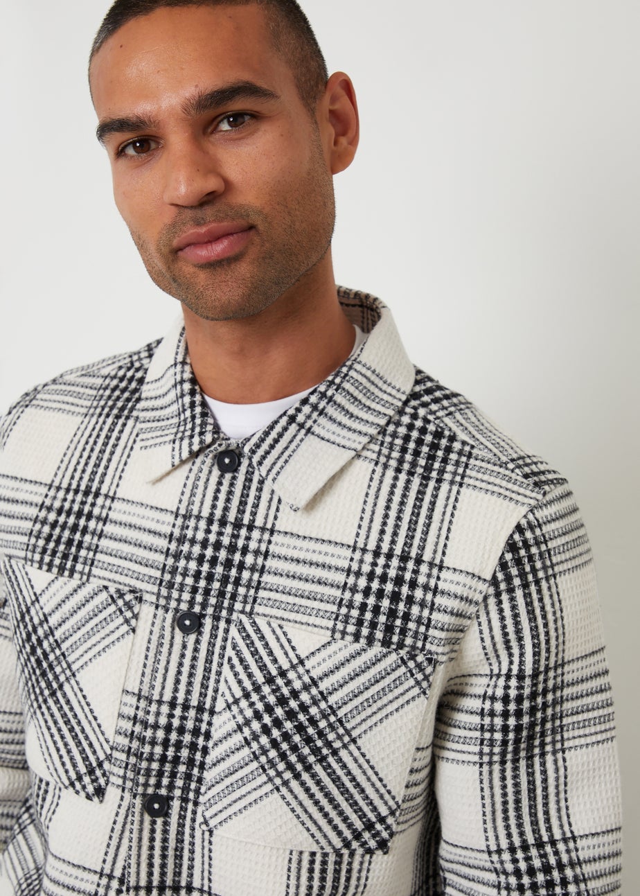 Threadbare Stone Check Waffle Textured Shacket