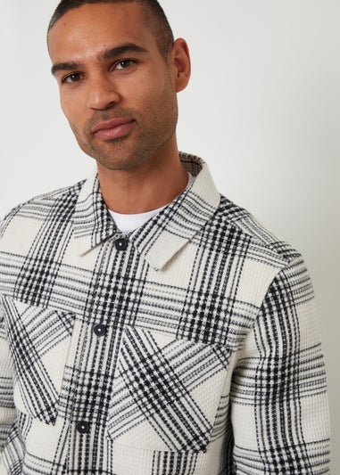 Threadbare Stone Check Waffle Textured Shacket