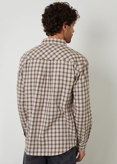 Threadbare Chocolate Brushed Check Flannel Relaxed Fit Shirt