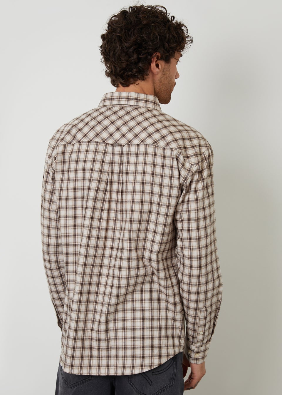 Threadbare Chocolate Brushed Check Flannel Relaxed Fit Shirt