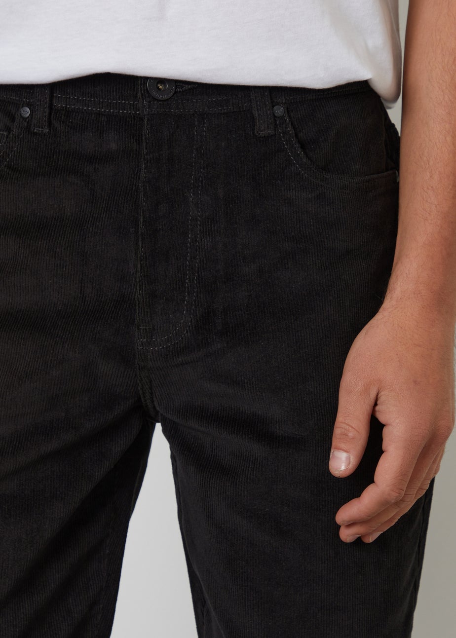 Threadbare Black Straight Leg 5 Pocket Corduroy Trousers With Stretch