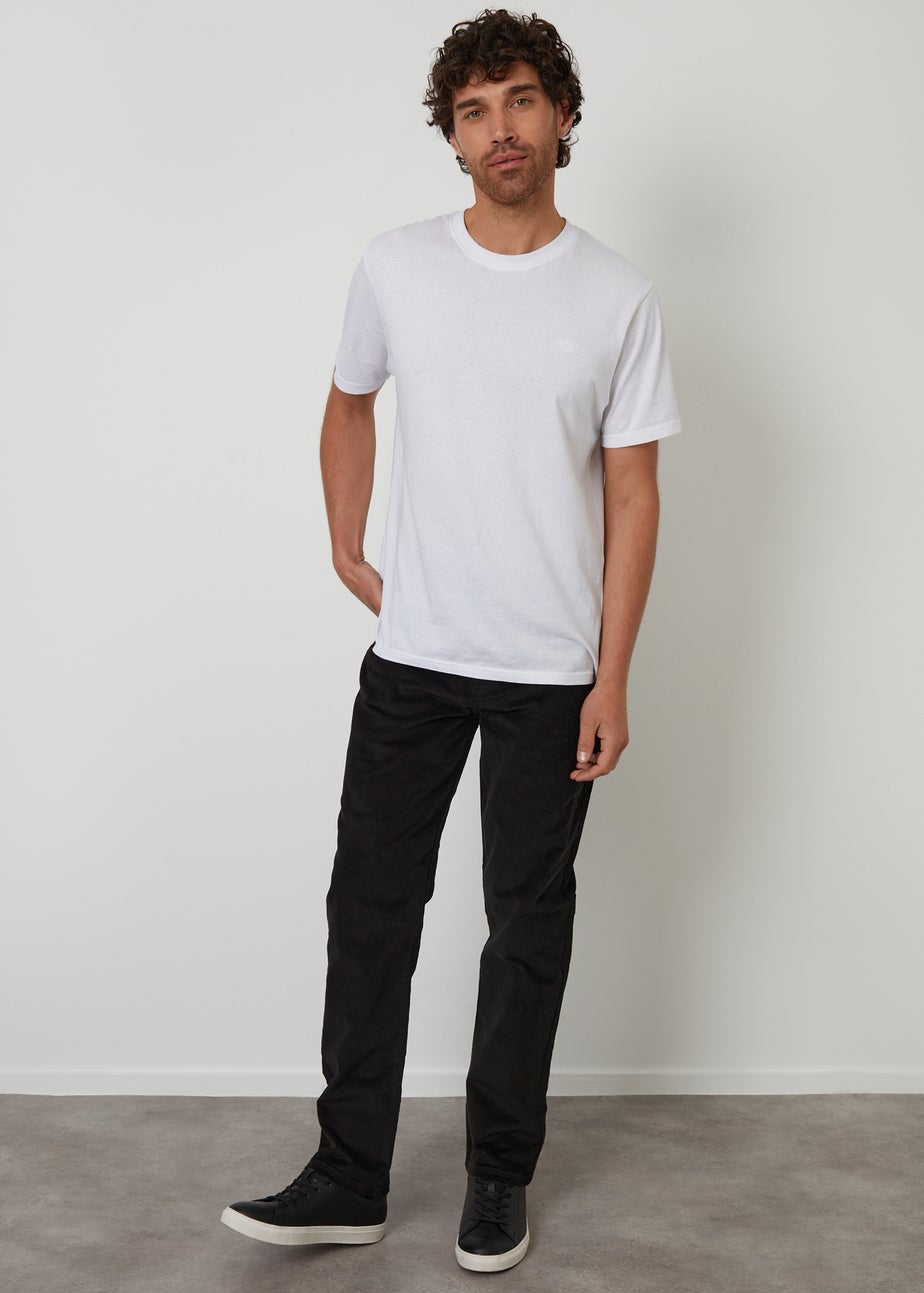 Threadbare Black Straight Leg 5 Pocket Corduroy Trousers With Stretch