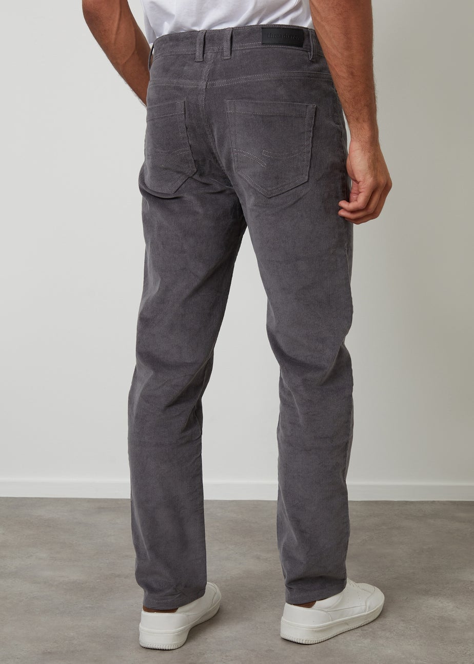 Threadbare Dark Grey Straight Leg 5 Pocket Corduroy Trousers With Stretch