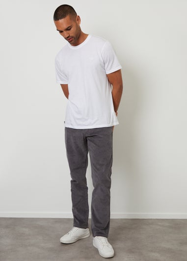 Threadbare Dark Grey Straight Leg 5 Pocket Corduroy Trousers With Stretch