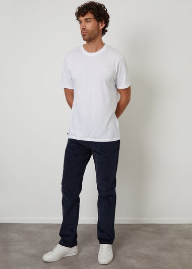 Threadbare Navy Straight Leg 5 Pocket Corduroy Trousers With Stretch