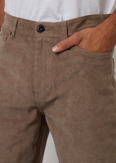 Threadbare Taupe Straight Leg 5 Pocket Corduroy Trousers With Stretch