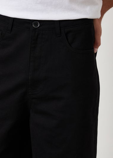 Threadbare Black Baggy Fit 5 Pocket Chino Trousers