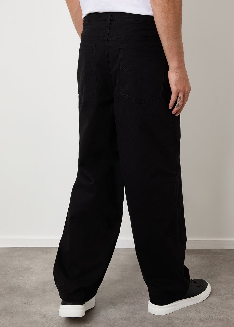 Threadbare Black Baggy Fit 5 Pocket Chino Trousers
