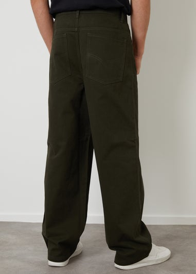 Threadbare Green Baggy Fit 5 Pocket Chino Trousers