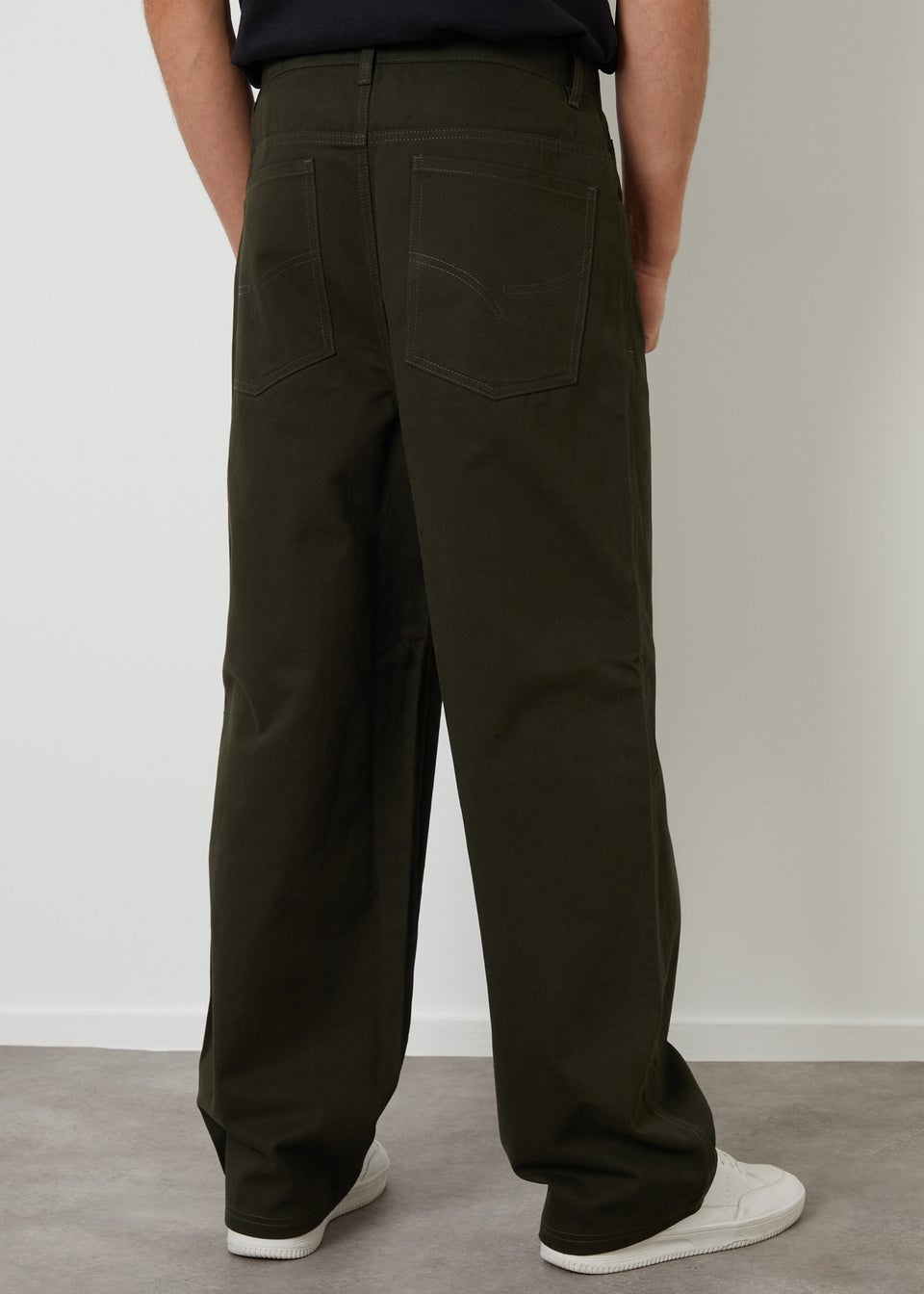 Threadbare Green Baggy Fit 5 Pocket Chino Trousers
