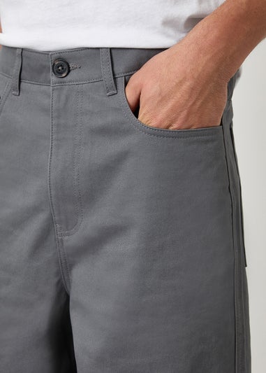 Threadbare Dark Grey Baggy Fit 5 Pocket Chino Trousers
