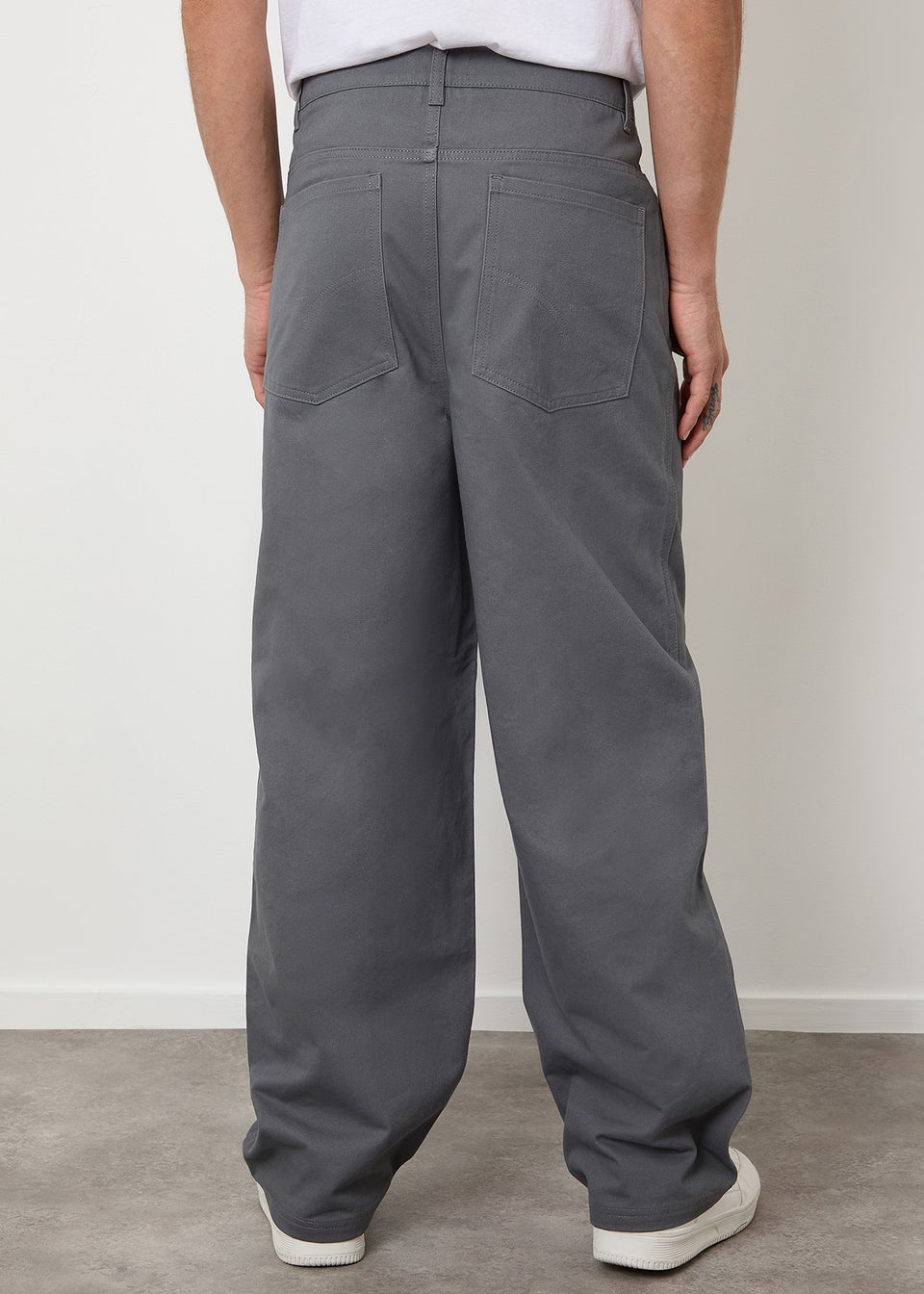 Threadbare Dark Grey Baggy Fit 5 Pocket Chino Trousers