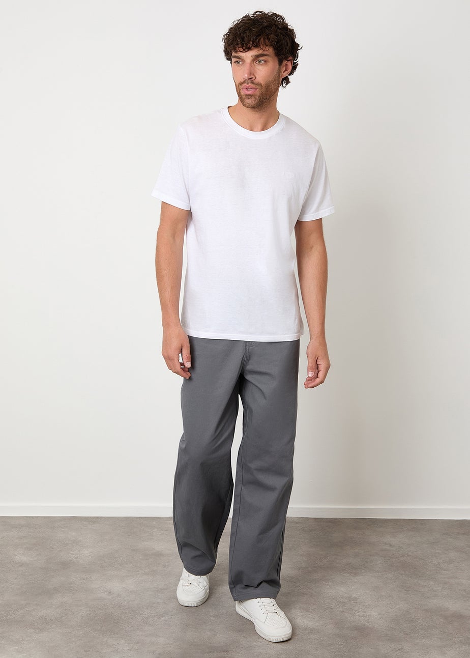 Threadbare Dark Grey Baggy Fit 5 Pocket Chino Trousers