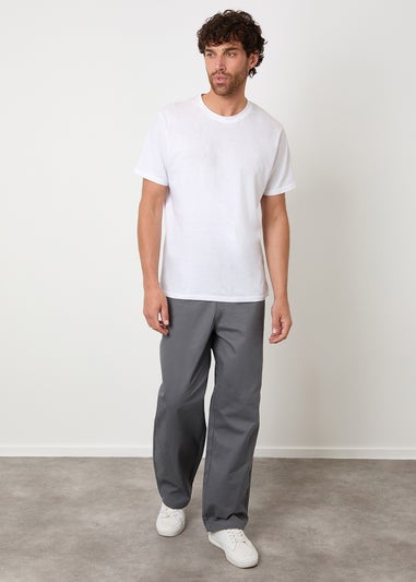 Threadbare Dark Grey Baggy Fit 5 Pocket Chino Trousers