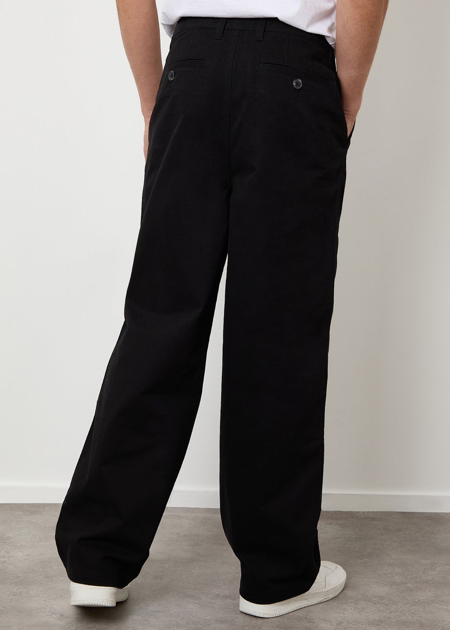 Threadbare Black Baggy Fit Chino Trousers