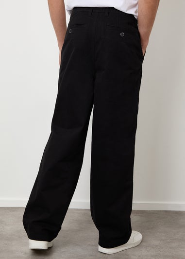 Threadbare Black Baggy Fit Chino Trousers