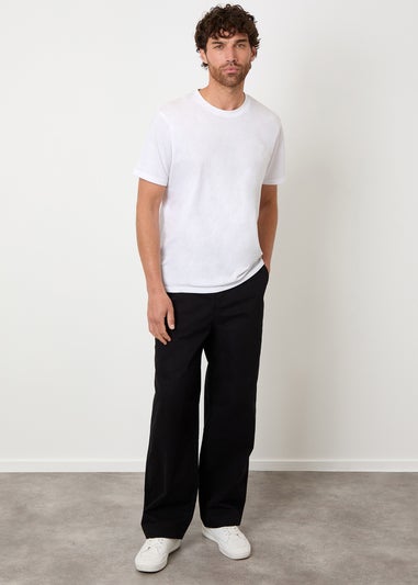 Threadbare Black Baggy Fit Chino Trousers