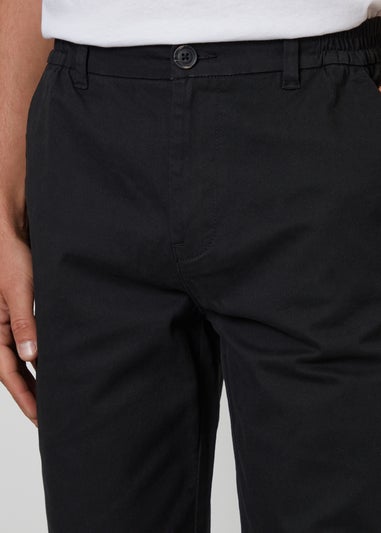 Threadbare Black Straight Leg Stretch Waist Chino Trousers