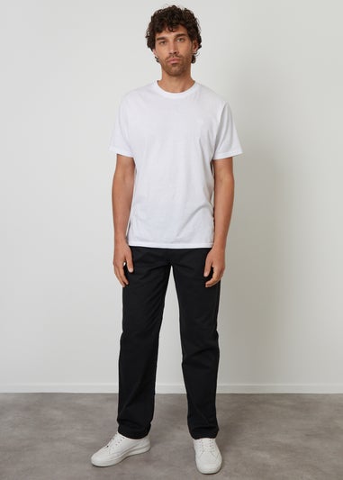 Threadbare Black Straight Leg Stretch Waist Chino Trousers