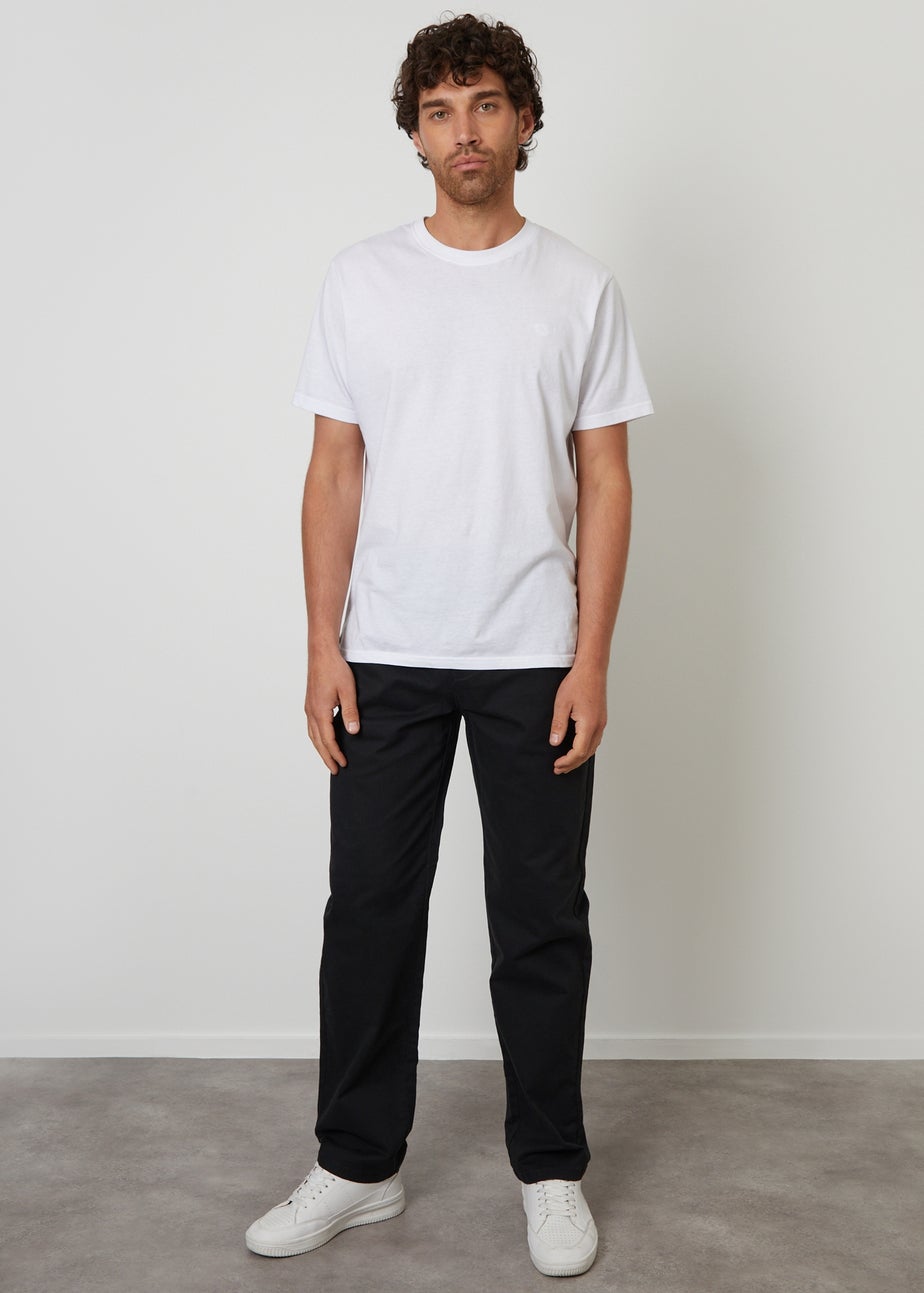 Threadbare Black Straight Leg Stretch Waist Chino Trousers