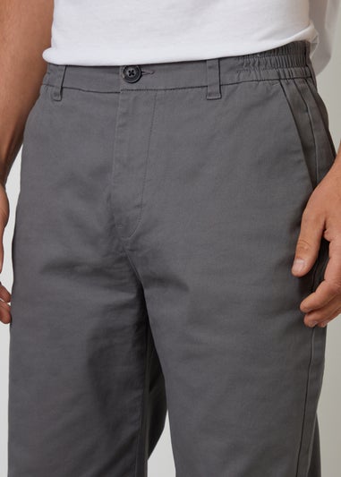 Threadbare Dark Grey Straight Leg Stretch Waist Chino Trousers