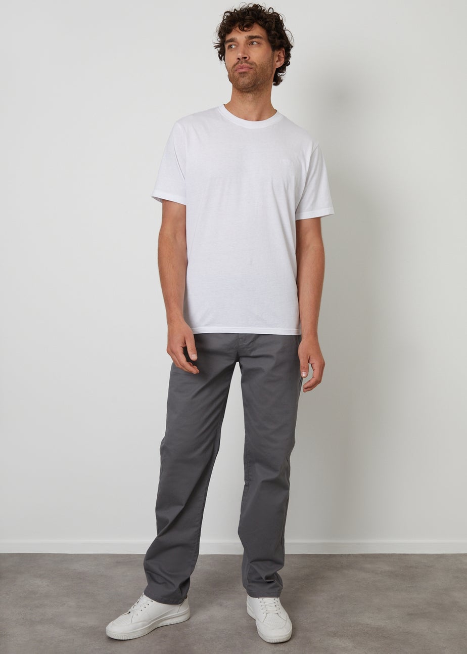 Threadbare Dark Grey Straight Leg Stretch Waist Chino Trousers