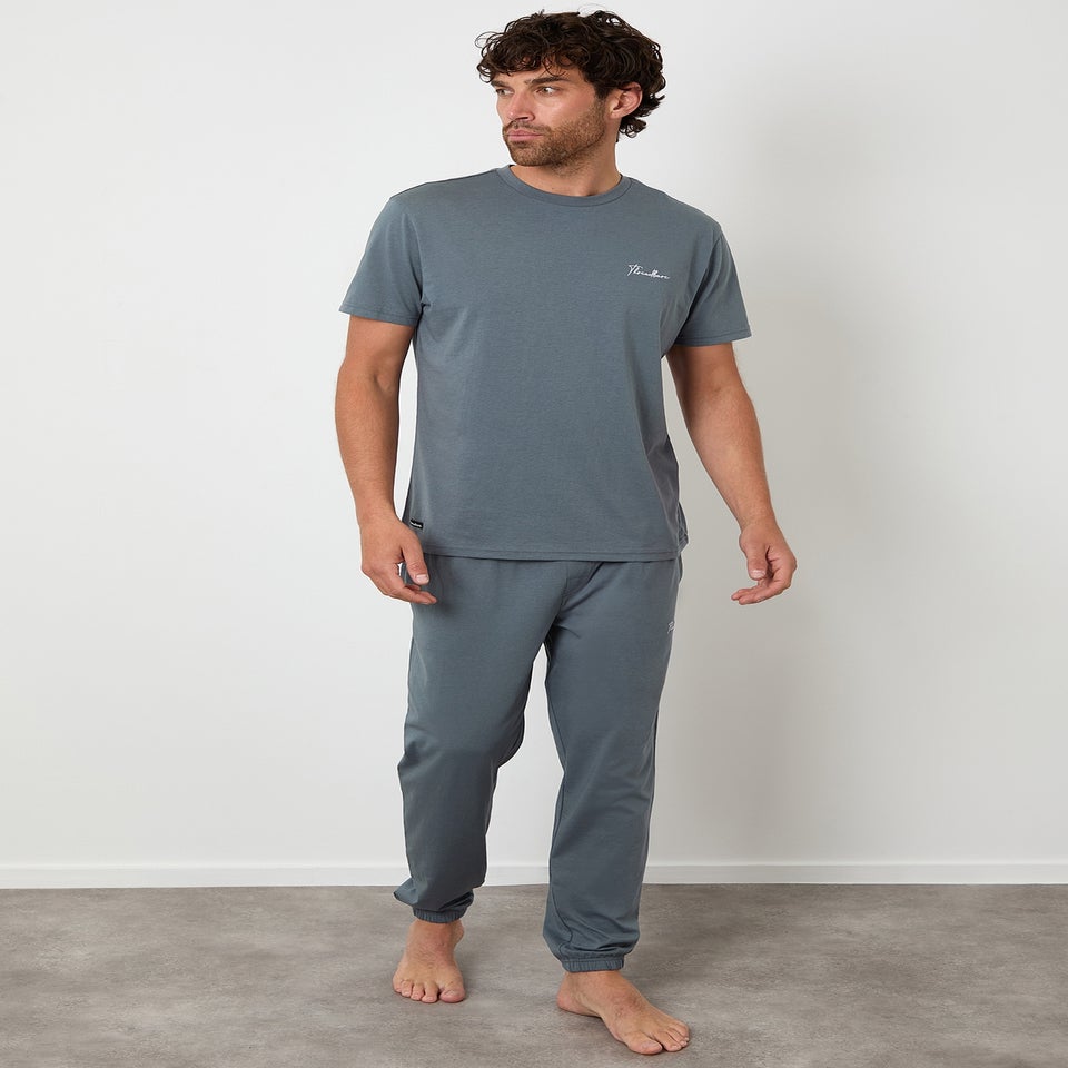 Threadbare Grey Cotton Blend Jersey Pyjama Set