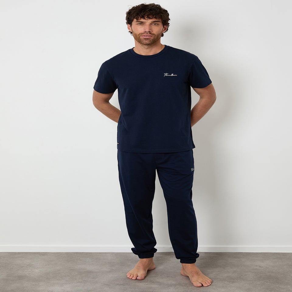 Threadbare Navy Cotton Blend Jersey Pyjama Set